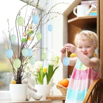 Winlyn 40 Pcs Easter Eggs Artificial Speckled Foam Eggs Pastel Green Blue Decorative Eggs 2.1" for Neutral Spring Easter Table Decor Bowl Basket Filler DIY Wreath Party Favor