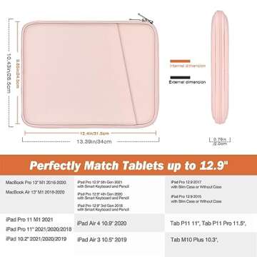 MoKo 12.9 Inch Tablet Sleeve Bag, Compatible with 13 Inch New iPad Pro M4 & Air M2 2024, iPad Pro 12...