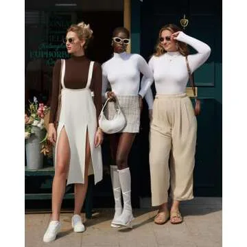 MANGOPOP Women's Mock Turtle Neck Long Sleeve Tops Bodysuit Jumpsuit