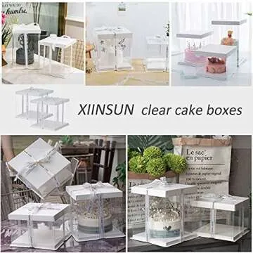 XININSUN Elegant Clear Cake Boxes with Ribbons for Events
