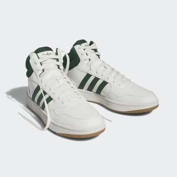 adidas Men's Hoops 3.0 Mid Basketball Shoes Sneaker, Core White/Collegiate Green/Gum, 11