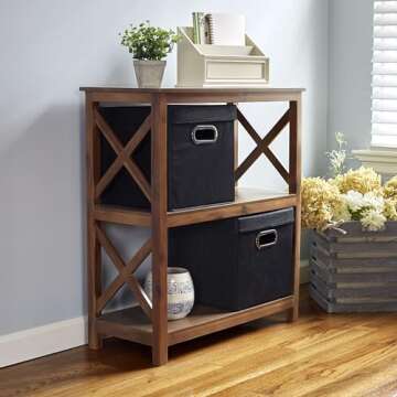 Household Essentials 34-1 Decorative Storage Cube Set with Removable Lids | Black | 2-Pack