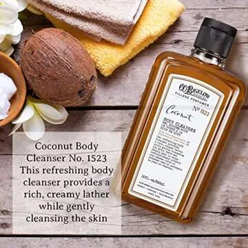 C.O. Bigelow Coconut Body Cleanser, Village Perfumer Moisturizing Gentle Body Wash for Men & Women with Aloe Vera, Sodium PCA, and Glycerin, 10 fl oz