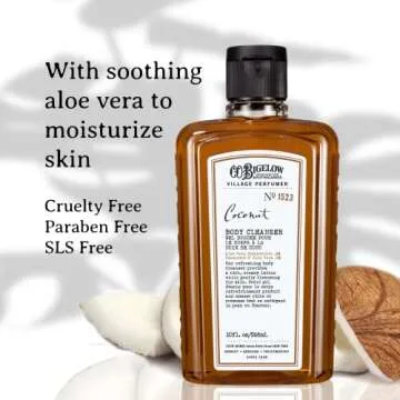 C.O. Bigelow Coconut Body Cleanser, Village Perfumer Moisturizing Gentle Body Wash for Men & Women with Aloe Vera, Sodium PCA, and Glycerin, 10 fl oz
