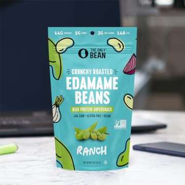 The Only Bean Edamame Dry Roasted Low Carb Snacks (Ranch), Vegan Gluten Free Snacks, Healthy Snacks for Kids and Adults, High Protein Snacks, Keto Snacks, Low Calorie, Diabetic Snacks, 4oz (Pack of 3)