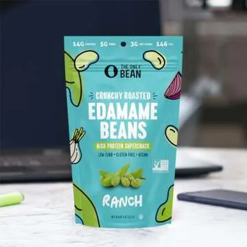 The Only Bean Edamame Dry Roasted Low Carb Snacks (Ranch), Vegan Gluten Free Snacks, Healthy Snacks for Kids and Adults, High Protein Snacks, Keto Snacks, Low Calorie, Diabetic Snacks, 4oz (Pack of 3)