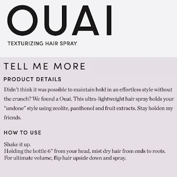 OUAI Texturizing Hair Spray for Instant Volume and Texture