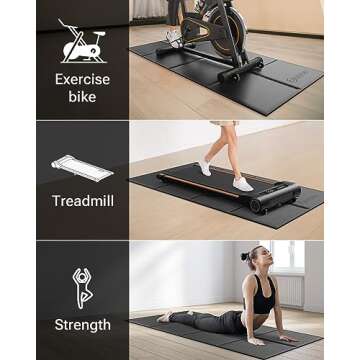 UREVO Foldable Treadmill Mat, Exercise Bike Mats for Home Gym Workout, Waterproof Non-Slip Exercise Equipment Mat Floor Protector for Indoor Cycles, Rowing Machine, Elliptical
