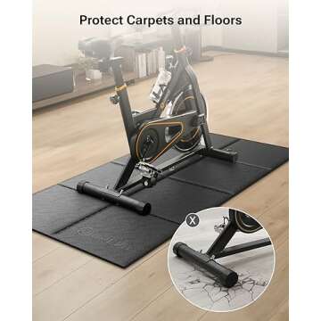 UREVO Foldable Treadmill Mat, Exercise Bike Mats for Home Gym Workout, Waterproof Non-Slip Exercise Equipment Mat Floor Protector for Indoor Cycles, Rowing Machine, Elliptical