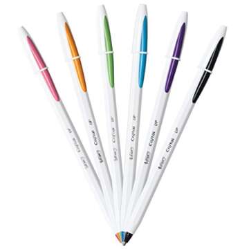 BIC Cristal Up Ballpoint Pen, Medium Point (1.2mm) Distributes Ink Evenly, Assorted Colors, 6-Count