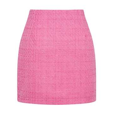 IDEALSANXUN Plaid Skirts for Women Trendy Fall Winter High Waist Bodycon Pencil Wool Mini Skirt(Twee...