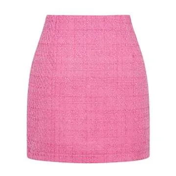 IDEALSANXUN Plaid Skirts for Women Trendy Fall Winter High Waist Bodycon Pencil Wool Mini Skirt(Twee...