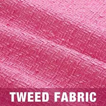 IDEALSANXUN Plaid Skirts for Women Trendy Fall Winter High Waist Bodycon Pencil Wool Mini Skirt(Tweed Pink, L)