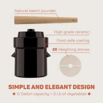 Kenley 1/2 Gallon Fermentation Crock for Pickling