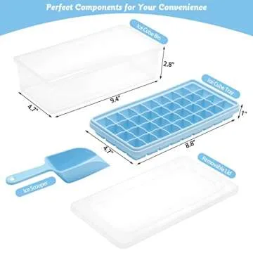 Food-grade Silicone Ice Cube Tray with Lid and Storage Bin for Freezer, Easy-Release 36 Small Nugget...