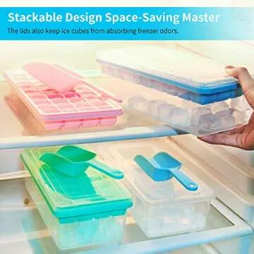 Food-grade Silicone Ice Cube Tray with Lid and Storage Bin for Freezer, Easy-Release 36 Small Nugget Ice Tray with Spill-Resistant Cover&Bucket, Flexible Ice Cube Molds with Ice Container, Scoop Cover