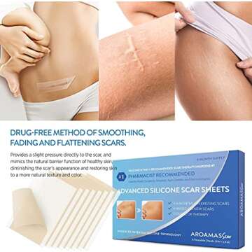 Aroamas Scar Silicone Scar Tape– Softens & Flattens Scars from Surgery, Injury, Burns, C-Section, ...