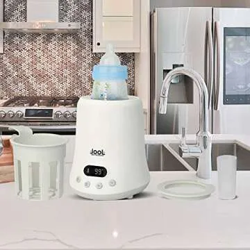 Baby Bottle Warmer - Quick Heating & Keep Warm Mode, Digital Display, Time Chart on Warmer, Heats Milk, Breast Milk, Formula, Juice, Fits Most Standard Bottles - Jool Baby