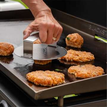 Blackstone Burger Press – Hamburger Patty Maker for Stuffed Burgers, Sliders, 5085, Non Stick, Easy Release Beef Patties Mold for Griddle, Grill, BBQ, Barbecue, Barbeque Accessories,Silver