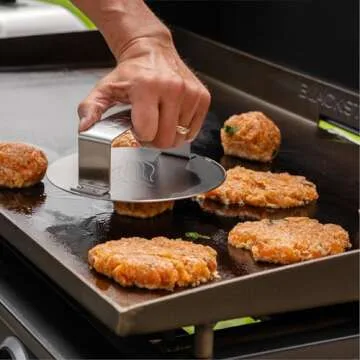 Blackstone Burger Press – Hamburger Patty Maker for Stuffed Burgers, Sliders, 5085, Non Stick, Easy Release Beef Patties Mold for Griddle, Grill, BBQ, Barbecue, Barbeque Accessories,Silver
