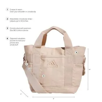 Stylish adidas Canvas Mini Small Tote Bag - Versatile Everyday Tote in Magic Beige