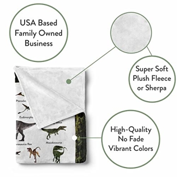 Personalized Dinosaur Blanket for Kids Custom Name Next Day Ship