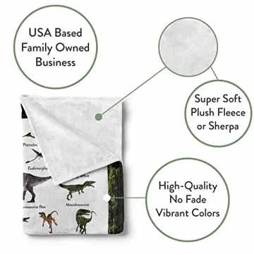 Personalized Dinosaur Blanket for Kids Custom Name Next Day Ship