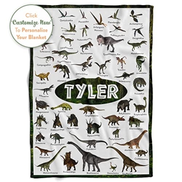 Personalized Dinosaur Blanket for Kids Custom Name Next Day Ship