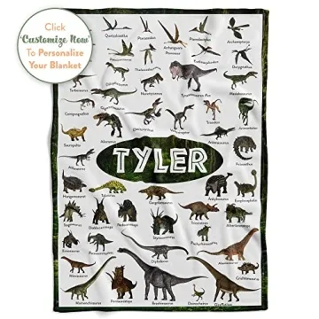Personalized Dinosaur Blanket for Kids Custom Name Next Day Ship