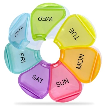 Colorful Weekly 7-Day Pill Organizer - Travel & Daily Medication Box