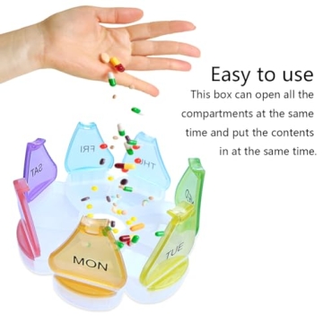 Weekly 7-Day Pill Organizer Colorful Travel Medication Box