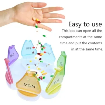 Weekly 7-Day Pill Organizer Colorful Travel Medication Box