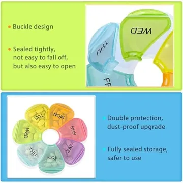 Weekly 7-Day Pill Organizer Colorful Travel Medication Box