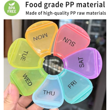 Weekly 7-Day Pill Organizer Colorful Travel Medication Box