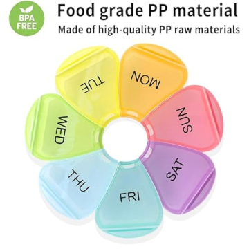 Weekly 7-Day Pill Organizer Colorful Travel Medication Box
