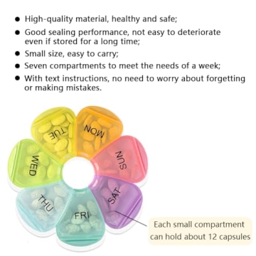 Weekly 7-Day Pill Organizer Colorful Travel Medication Box