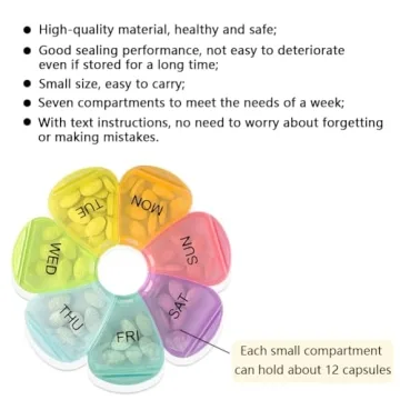 Weekly 7-Day Pill Organizer Colorful Travel Medication Box