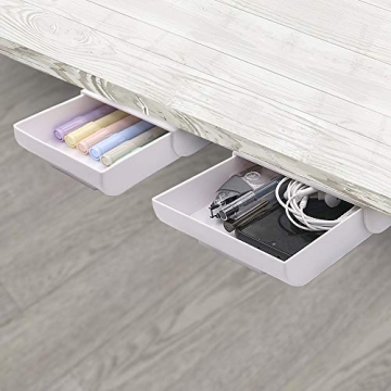 YOOUSOO 2 Pack Under Desk Drawer Organizer, Slide Out Drawer Attachment, Plastic Desk Accessories & ...