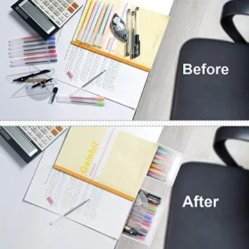 YOOUSOO 2 Pack Under Desk Drawer Organizer, Slide Out Drawer Attachment, Plastic Desk Accessories & Workspace Organizers, Hidden Desktop Pen Holder for Desk Self-Adhesive