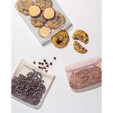 W&P Porter Silicone Reusable Storage Bag, Sandwich (34oz Flat), Blush, Food Storage Container, Microwave and Dishwasher Safe, Easy Cleaning