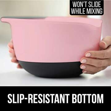 Gorilla Grip Mixing Bowls Set of 3, Slip Resistant Rubber Bottom, Nesting Baking Bowl, Soft Wide Han...