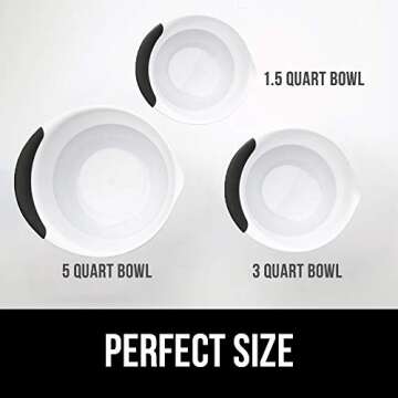 Gorilla Grip Mixing Bowls Set of 3, Slip Resistant Rubber Bottom, Nesting Baking Bowl, Soft Wide Handle, Easy Pour Spout, Electric Mixer and Dishwasher Safe, Kitchen Essentials, 5, 3 and 1.5 QT, Pink