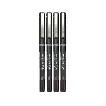 Pilot, Precise V5, Capped Liquid Ink Rolling Ball Pens, Extra Fine Point 0.5 mm, Black, Pack of 4