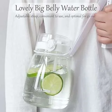 MOIOIBE Clear Water Bottles with Straw 45oz Large Water Jug for Schools/Adults Aesthetic Girls Water Bottles for Gym/Sport/Motivational White Reusable Water Bottle