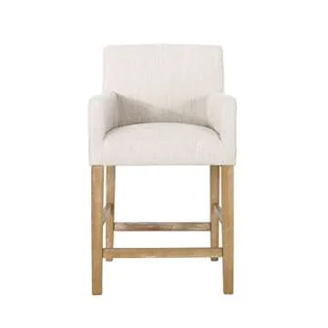 Christopher Knight Home Armga Upholstered 26 inch Counter Stools - Beige/Weathered Natural (Set of 2)