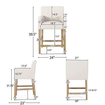 Christopher Knight Home Armga Upholstered 26 inch Counter Stools - Beige/Weathered Natural (Set of 2)