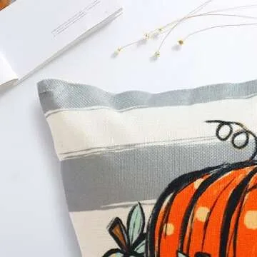 LITIVY Fall Decor Pillow Covers Set of 4 Pumpkin Farmhouse Thanksgiving Decorations Throw Pillows Autumn Cushion Cases for Couch Home Decorative Pillows Cover (18"x18", Green)