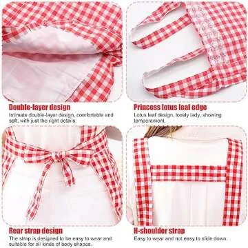 Classic Red and White Gingham Cotton Kitchen Apron