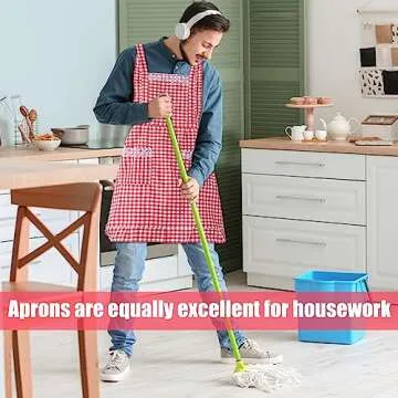 Classic Red and White Gingham Cotton Kitchen Apron
