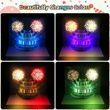XTF2015 Happy Birthday Cards Fireworks, Lights, Music and Sound Fireworks Cake 3D Pop Up Birthday Ca...